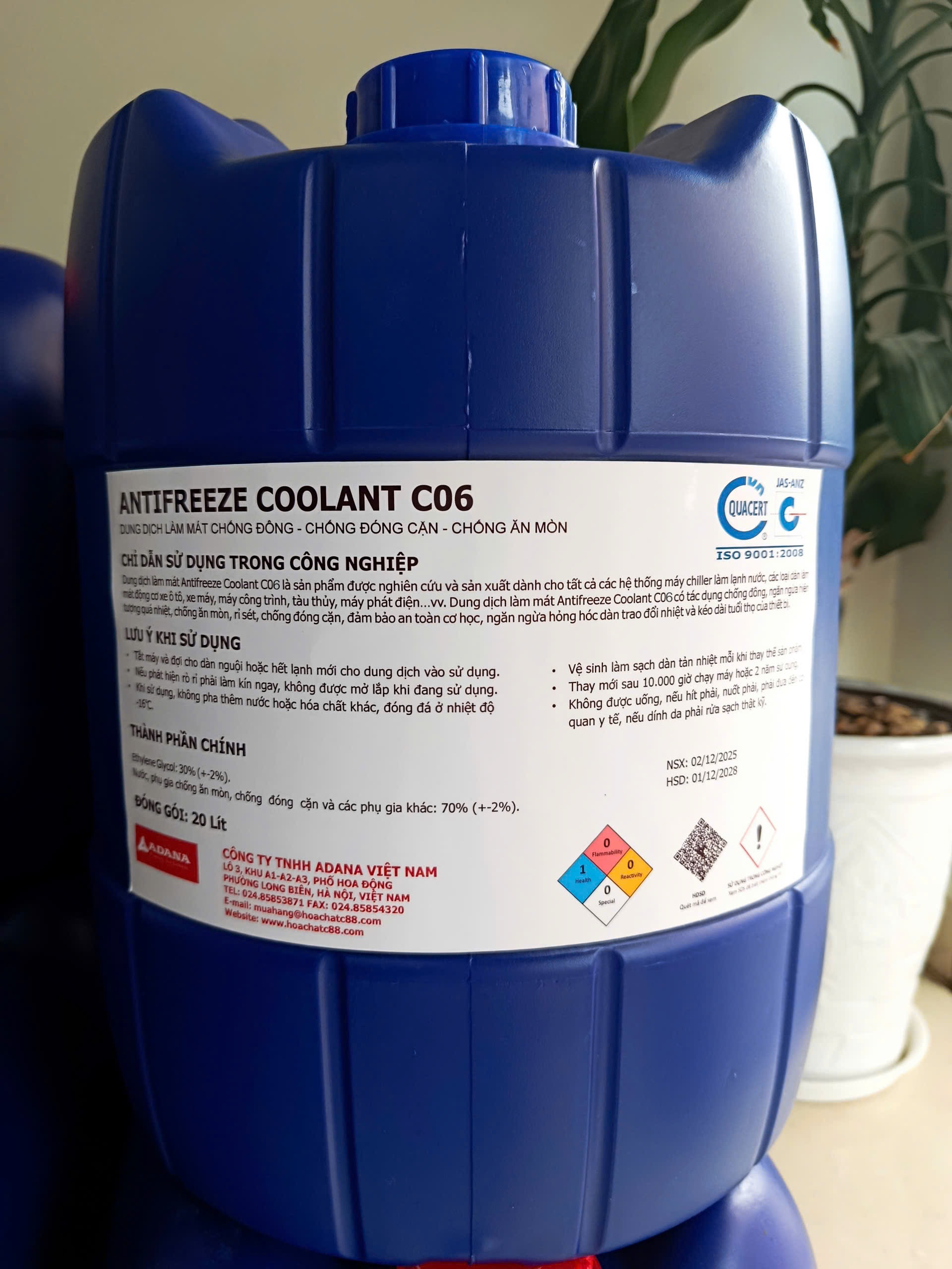 Nước làm mát C06 cho máy lạnh điều hoà chiller đến âm 16 độ